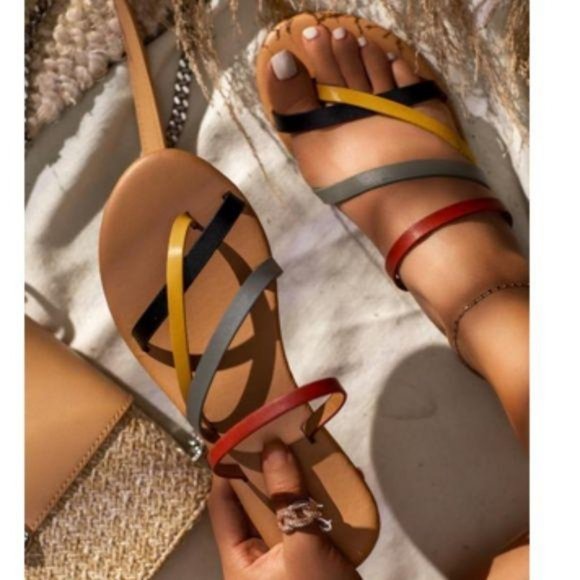 Multi Colored Strappy Sandals - Picture 3 of 3